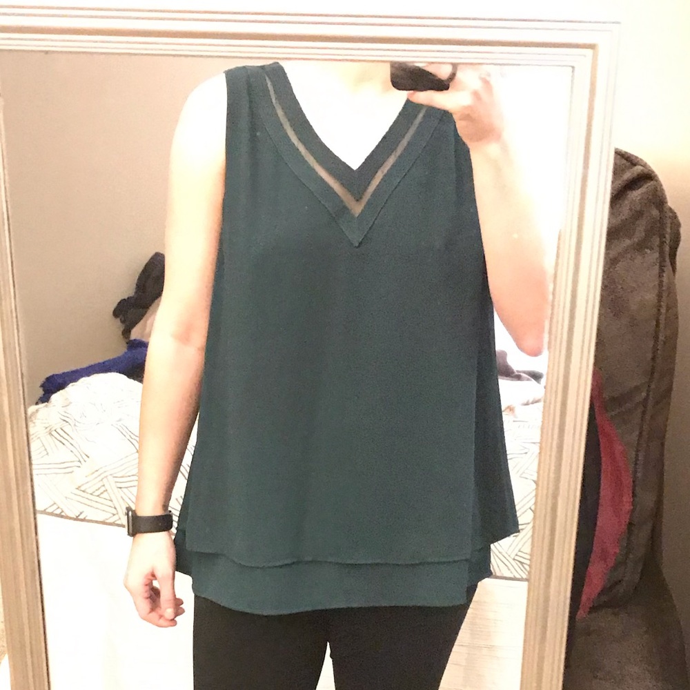 Forest green flowy tank top